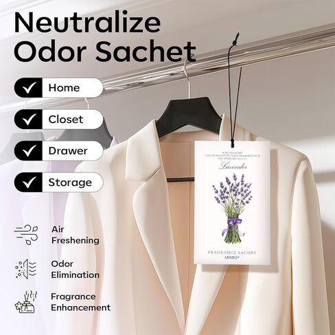 12 Packs Lavender Hanging Closet Deodorizer Air Freshener Long Lasting Scented Sachets Smell Goods for House or Office in Saudi Arabia