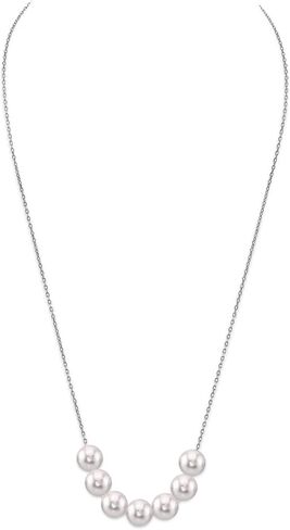 The Pearl Source 14K Gold 7.5-8.0mm Round White Japanese Akoya Pearl Tincup Celeste Necklace for Women in Saudi Arabia
