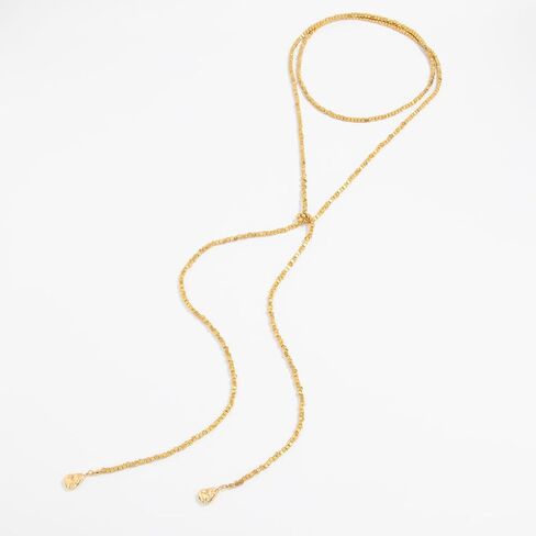 Gold Long Necklace for Women,Gold Beaded Long Chain Necklaces,Vintage Layered Pearl Strand Y Necklace Statement Jewelry in Saudi Arabia