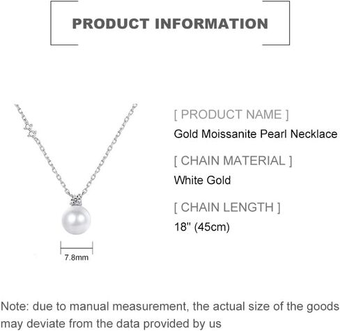 14K Gold Freshwater Cultured Pearl Pendant Necklace with Moissanite,Minimalist Gold Pearl Necklace for Women,Fashion Jewelry Gift for Her,18 Inches in Saudi Arabia