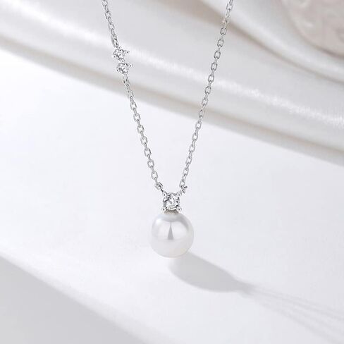 14K Gold Freshwater Cultured Pearl Pendant Necklace with Moissanite,Minimalist Gold Pearl Necklace for Women,Fashion Jewelry Gift for Her,18 Inches in Saudi Arabia
