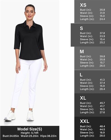 MoFiz 3/4 Short Sleeve Golf Shirt for Women Quick Dry Quarter Zip Athletic Polo Shirts Lightweight Workout Casual Tops in Saudi Arabia