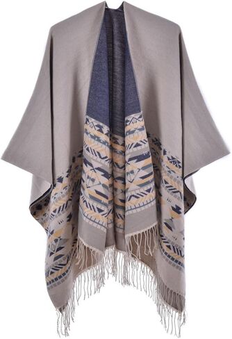 Mommy Jennie Women's Shawl Wraps Open Front Poncho Sweater Cape Cardigan with Tassel Winter Travel Scarf in Saudi Arabia