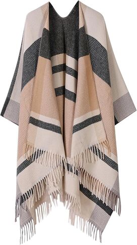 Mommy Jennie Women's Shawl Wraps Open Front Poncho Sweater Cape Cardigan with Tassel Winter Travel Scarf in Saudi Arabia