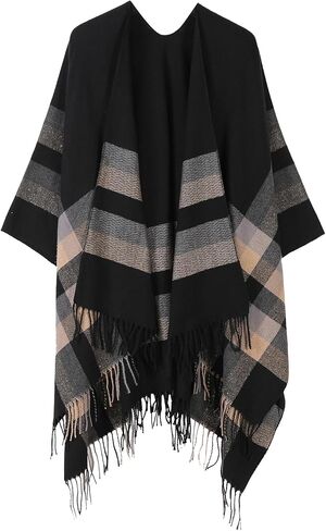 Mommy Jennie Women's Shawl Wraps Open Front Poncho Sweater Cape Cardigan with Tassel Winter Travel Scarf in Saudi Arabia