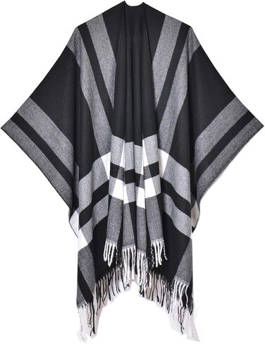 Mommy Jennie Women's Shawl Wraps Open Front Poncho Sweater Cape Cardigan with Tassel Winter Travel Scarf in Saudi Arabia