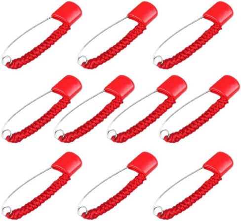 Angoily Safety Pins, 10pcs Safety Brooches Handmade Red Cloth for Boy Girl Smooth Design Easy to Use for Diapers and Clothing and Secure Fasteners, Cute Kids Clothes Newborn Essentials, Red Decorative in Saudi Arabia