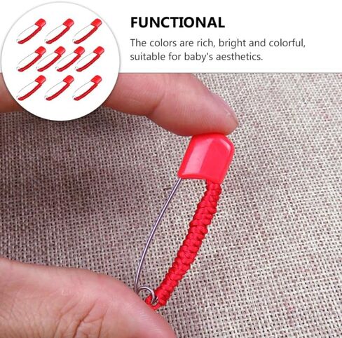 Angoily Safety Pins, 10pcs Safety Brooches Handmade Red Cloth for Boy Girl Smooth Design Easy to Use for Diapers and Clothing and Secure Fasteners, Cute Kids Clothes Newborn Essentials, Red Decorative in Saudi Arabia
