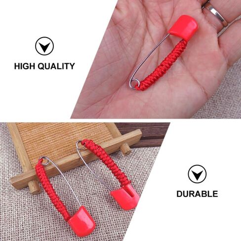 Angoily Safety Pins, 10pcs Safety Brooches Handmade Red Cloth for Boy Girl Smooth Design Easy to Use for Diapers and Clothing and Secure Fasteners, Cute Kids Clothes Newborn Essentials, Red Decorative in Saudi Arabia