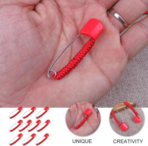 Angoily Safety Pins, 10pcs Safety Brooches Handmade Red Cloth for Boy Girl Smooth Design Easy to Use for Diapers and Clothing and Secure Fasteners, Cute Kids Clothes Newborn Essentials, Red Decorative in Saudi Arabia