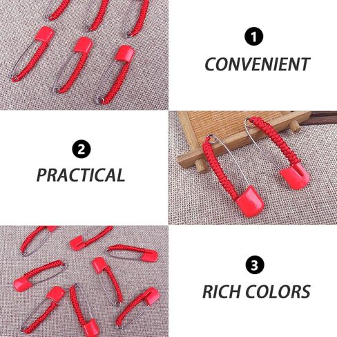 Angoily Safety Pins, 10pcs Safety Brooches Handmade Red Cloth for Boy Girl Smooth Design Easy to Use for Diapers and Clothing and Secure Fasteners, Cute Kids Clothes Newborn Essentials, Red Decorative in Saudi Arabia