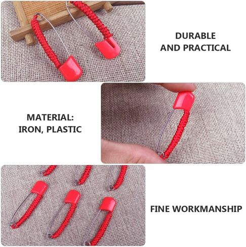 Angoily Safety Pins, 10pcs Safety Brooches Handmade Red Cloth for Boy Girl Smooth Design Easy to Use for Diapers and Clothing and Secure Fasteners, Cute Kids Clothes Newborn Essentials, Red Decorative in Saudi Arabia