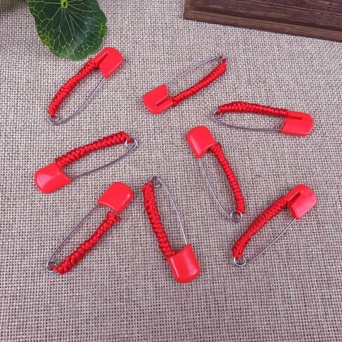Angoily Safety Pins, 10pcs Safety Brooches Handmade Red Cloth for Boy Girl Smooth Design Easy to Use for Diapers and Clothing and Secure Fasteners, Cute Kids Clothes Newborn Essentials, Red Decorative in Saudi Arabia