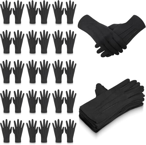 24 Pairs Black Uniform Costume Gloves for Women Men Nylon Cotton Gloves for Formal Tuxedo Honor Guard Parade in Saudi Arabia