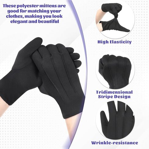 24 Pairs Black Uniform Costume Gloves for Women Men Nylon Cotton Gloves for Formal Tuxedo Honor Guard Parade in Saudi Arabia