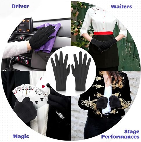 24 Pairs Black Uniform Costume Gloves for Women Men Nylon Cotton Gloves for Formal Tuxedo Honor Guard Parade in Saudi Arabia