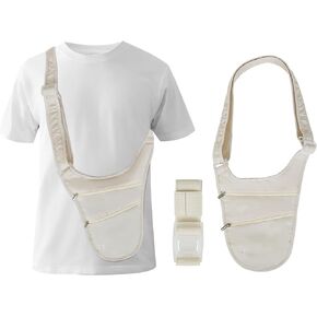 حقيبة كروس للرجال والنساء، حزام نقود مضاد للسرقة للسفر، حامل جواز سفر نحيف مخفي، حقيبة صغيرة بحزام الصدر تحت الملابس لحماية النقود وبطاقات الائتمان والهاتف in Kuwait