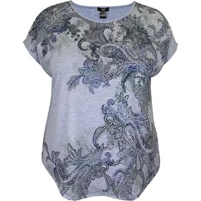 LEEBE Women and Plus Size Crew Neck Dolman Short Sleeve Print Top (Small-5X) in Kuwait