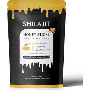 أعواد عسل شيلاجيت الهيمالايا مع العسل الطبيعي والزعفران - تعزيز الطاقة ودعم المناعة، 85+ من المعادن النادرة، 75%+ حمض الفولفيك - 20 عصا (1) in Kuwait