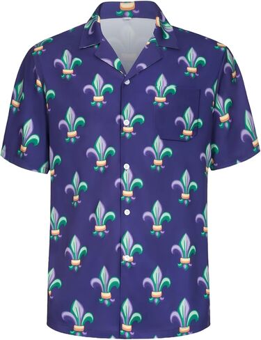 Mardi Gras Hawaiian Shirts for Men Women, Christmas Button Up Shirts, Hawaiian Holiday Shirt in Saudi Arabia