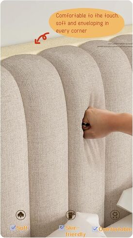 Cotton Linen Bed Headboard Cover for Full Queen Cal King Size,Quilted Headboard Slipcover with Elastic Bottom,Thicken Headboard Padding Protector Cover,for Bedroom Decoration in Saudi Arabia