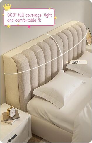 Cotton Linen Bed Headboard Cover for Full Queen Cal King Size,Quilted Headboard Slipcover with Elastic Bottom,Thicken Headboard Padding Protector Cover,for Bedroom Decoration in Saudi Arabia