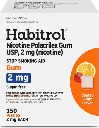 Habitrol Nicotine Gum - 2 mg, Cinnamon Flavor, 150 Count - Reduces Cravings & Helps Quit Smoking in Saudi Arabia