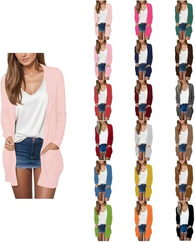 Soft Cardigans for Women with Pockets Lightweight Long Sleeves Open Front Sweaters Trendy Loose Fall Outerwears in Saudi Arabia