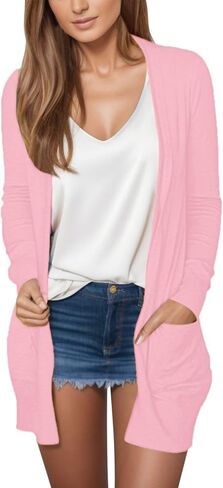 Soft Cardigans for Women with Pockets Lightweight Long Sleeves Open Front Sweaters Trendy Loose Fall Outerwears in Saudi Arabia