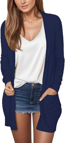 Soft Cardigans for Women with Pockets Lightweight Long Sleeves Open Front Sweaters Trendy Loose Fall Outerwears in Saudi Arabia