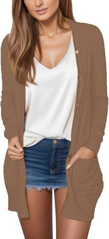 Soft Cardigans for Women with Pockets Lightweight Long Sleeves Open Front Sweaters Trendy Loose Fall Outerwears in Saudi Arabia