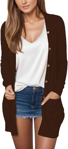 Soft Cardigans for Women with Pockets Lightweight Long Sleeves Open Front Sweaters Trendy Loose Fall Outerwears in Saudi Arabia