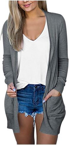 Soft Cardigans for Women with Pockets Lightweight Long Sleeves Open Front Sweaters Trendy Loose Fall Outerwears in Saudi Arabia