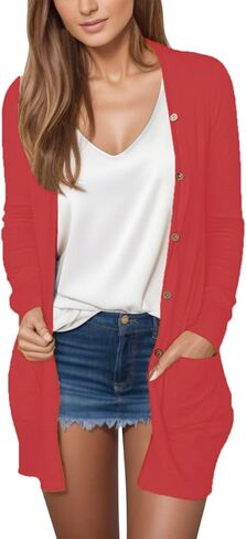 Soft Cardigans for Women with Pockets Lightweight Long Sleeves Open Front Sweaters Trendy Loose Fall Outerwears in Saudi Arabia