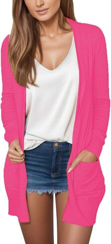 Soft Cardigans for Women with Pockets Lightweight Long Sleeves Open Front Sweaters Trendy Loose Fall Outerwears in Saudi Arabia