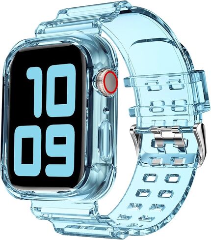 DABAOZA متوافق مع سوار ساعة Apple الشفاف 41 مم 40 مم 38 مم 46 مم 45 مم 44 مم 42 مم 49 مم مع حافظة، حزام رياضي لامع للنساء لسلسلة iWatch Band 10 9 8 7 6/SE 5 4 3 2 1 Ultra 2/1 in Kuwait