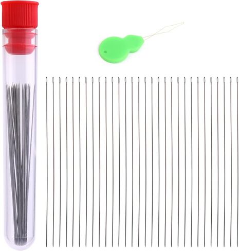 24 Pcs Beading Needles Set Big Eye Collapsible Beading Needles with Storage Tube for Bracelets and Jewelry Making in Kuwait