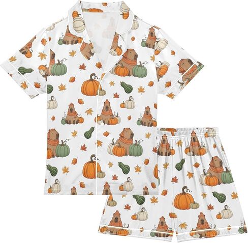 Halloween Ghost Pajamas Sets Cute Red Summer Satin Clasic Shorts Set for Nightwears in Saudi Arabia