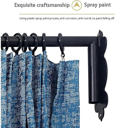 Swing Arm Curtain Rods, 180 Curtain Rods, Heavy Duty Swing Arm Curtain Rods, Black Metal in Saudi Arabia