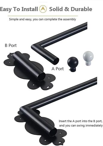 Swing Arm Curtain Rods, 180 Curtain Rods, Heavy Duty Swing Arm Curtain Rods, Black Metal in Saudi Arabia