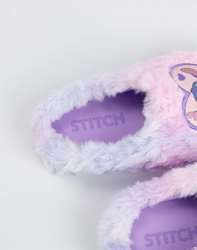 Disney Lilo & Stitch Girls Purple Heart Character Mule Slippers | Fluffy Indoor Slippers for Home in Saudi Arabia