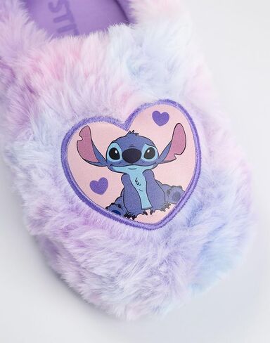 Disney Lilo & Stitch Girls Purple Heart Character Mule Slippers | Fluffy Indoor Slippers for Home in Saudi Arabia