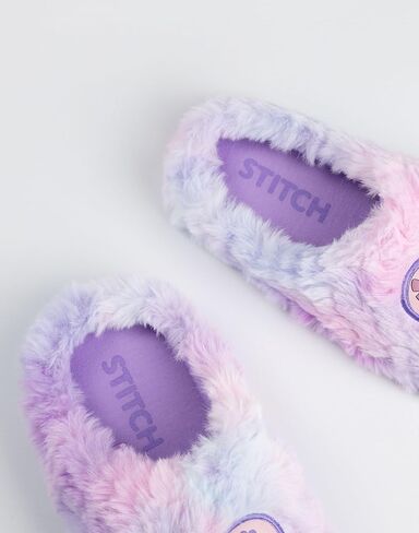 Disney Lilo & Stitch Girls Purple Heart Character Mule Slippers | Fluffy Indoor Slippers for Home in Saudi Arabia