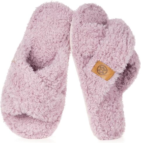 شباشب Dokela Fuzzy مفتوحة عند الأصابع للأطفال والبنات والأولاد من إسفنج الذاكرة المريح بشريط متقاطع أحذية منزلية غير قابلة للانزلاق وناعمة وخفيفة الوزن سهلة الارتداء في المنزل وغرفة النوم في الأماكن المغلقة والخارجية in Kuwait