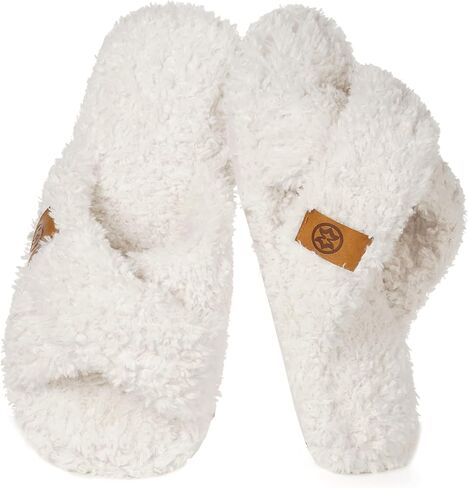 شباشب Dokela Fuzzy مفتوحة عند الأصابع للأطفال والبنات والأولاد من إسفنج الذاكرة المريح بشريط متقاطع أحذية منزلية غير قابلة للانزلاق وناعمة وخفيفة الوزن سهلة الارتداء في المنزل وغرفة النوم في الأماكن المغلقة والخارجية in Kuwait