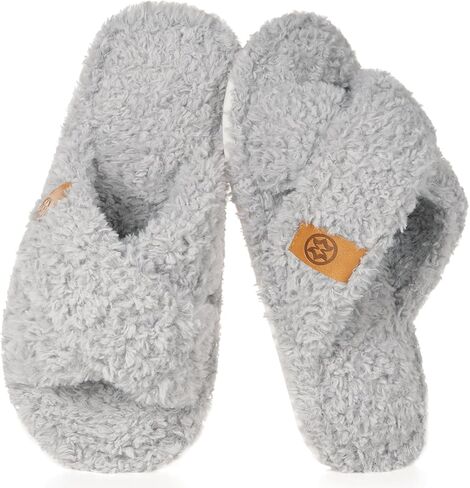 شباشب Dokela Fuzzy مفتوحة عند الأصابع للأطفال والبنات والأولاد من إسفنج الذاكرة المريح بشريط متقاطع أحذية منزلية غير قابلة للانزلاق وناعمة وخفيفة الوزن سهلة الارتداء في المنزل وغرفة النوم في الأماكن المغلقة والخارجية in Kuwait