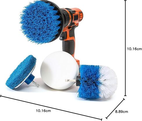 4 Piece Scrub Brush Power Drill Attachments-All Purpose Time Saving Kit-Perfect for Cleaning Grout, Tile, Counter, Shower, Grill, Floor, Kitchen, Blue & White in Saudi Arabia