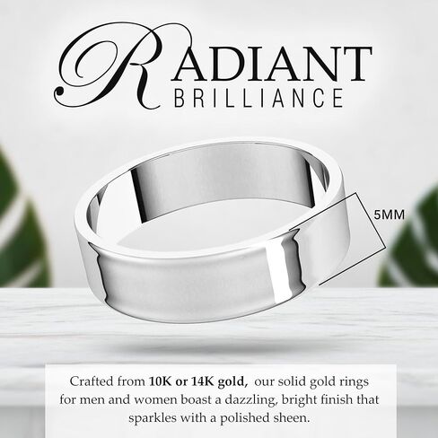 5mm Solid Gold Wedding Band, Yellow or White Gold Ring, Comfort Fit 10k or 14k Womens and Mens Wedding Band in Saudi Arabia