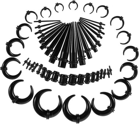 54Pcs Ear Stretching Kit 14G-00G Ear Tapers Stretching Kit Acrylic Tapers Plugs and Silicone Tunnels Ear Gauging Kit Body Piercing Jewelry for Women Men Birthday Christmas Gifts Piercing Jewelry in Saudi Arabia