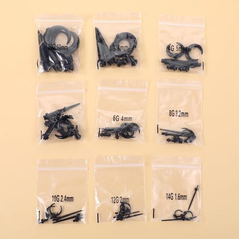 54Pcs Ear Stretching Kit 14G-00G Ear Tapers Stretching Kit Acrylic Tapers Plugs and Silicone Tunnels Ear Gauging Kit Body Piercing Jewelry for Women Men Birthday Christmas Gifts Piercing Jewelry in Saudi Arabia